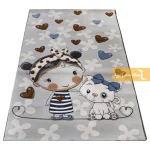 فرش کودک طوسی طرح گربه10