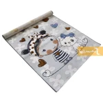 فرش کودک طوسی طرح گربه2