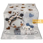 فرش کودک طوسی طرح گربه11