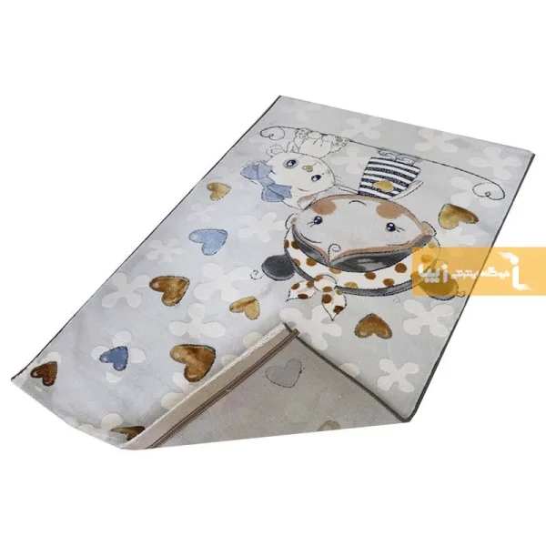 فرش کودک طوسی طرح گربه6