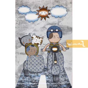 فرش کودک طوسی طرح دایناسور2