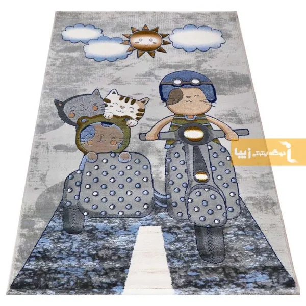 فرش کودک طوسی طرح دایناسور9