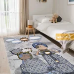 فرش کودک طوسی طرح دایناسور1