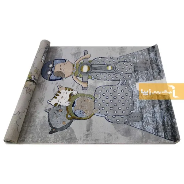 فرش کودک طوسی طرح دایناسور7