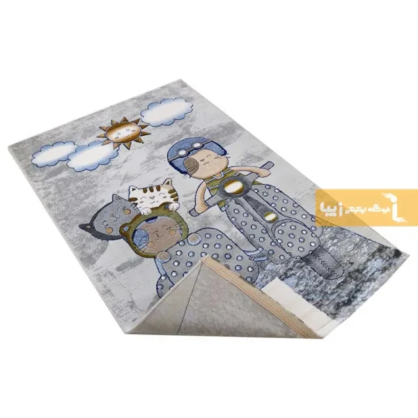 فرش کودک طوسی طرح دایناسور4