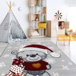 فرش کودک طوسی طرح هدیه کریسمس1
