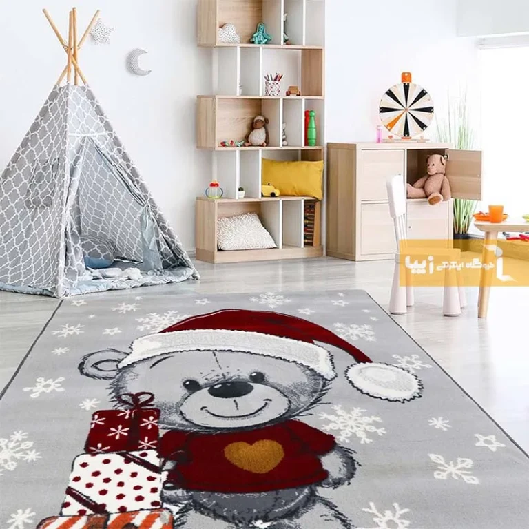 فرش کودک طوسی طرح هدیه کریسمس1