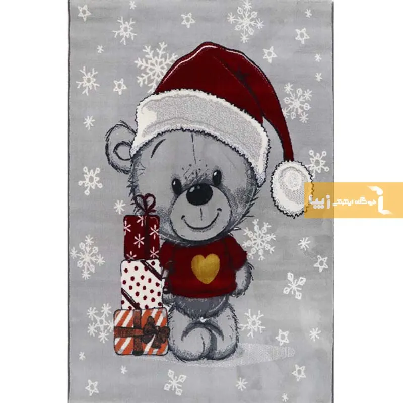 فرش کودک طوسی طرح هدیه کریسمس3
