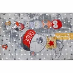 فرش کودک طوسی طرح خرسی و جغدها5