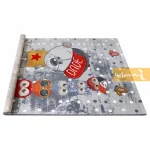 فرش کودک طوسی طرح خرسی و جغدها4