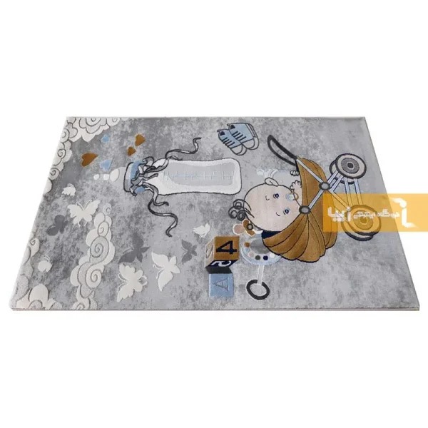 فرش کودک طوسی طرح نی نی10