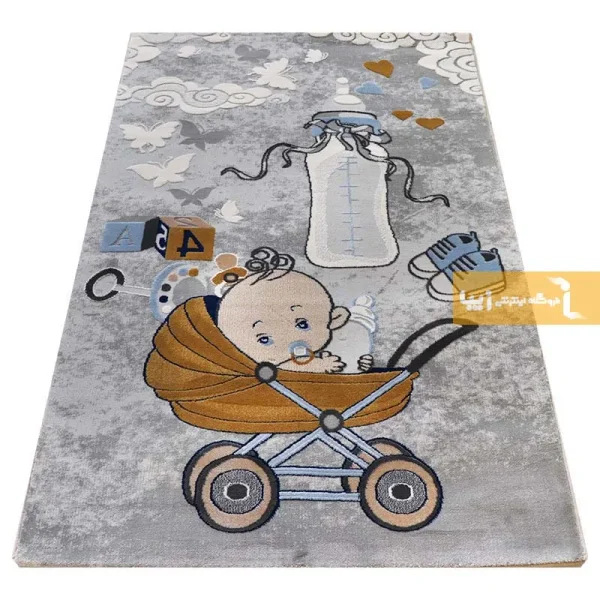 فرش کودک طوسی طرح نی نی2