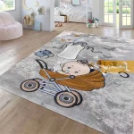 فرش کودک طوسی طرح نی نی1