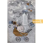 فرش کودک طوسی طرح نی نی9