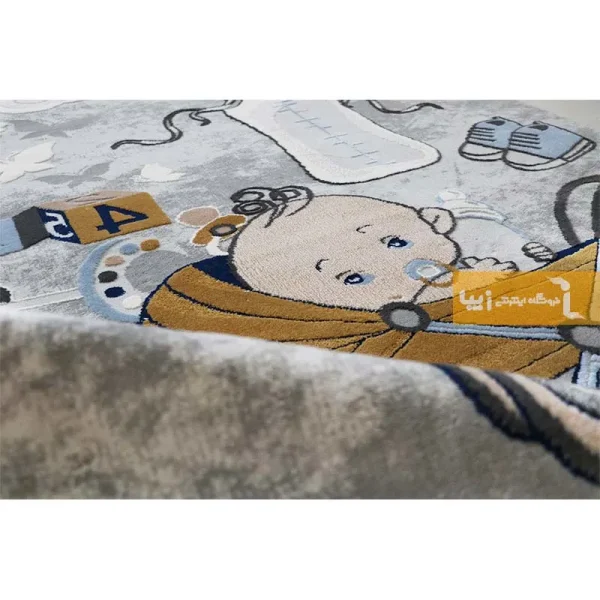 فرش کودک طوسی طرح نی نی5