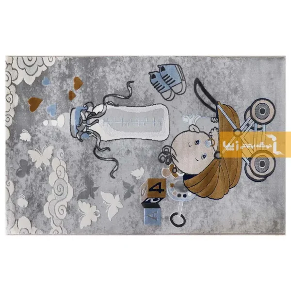 فرش کودک طوسی طرح نی نی5