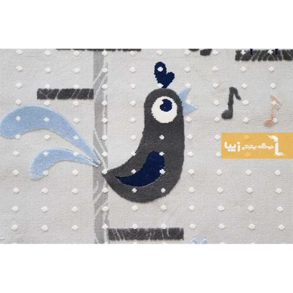فرش کودک طوسی طرح پرنده3