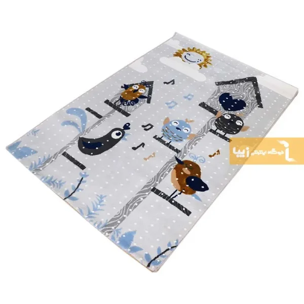 فرش کودک طوسی طرح پرنده12