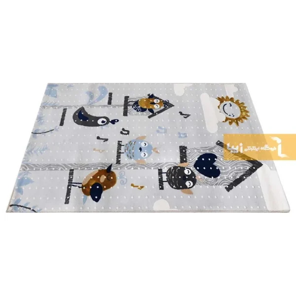 فرش کودک طوسی طرح پرنده11
