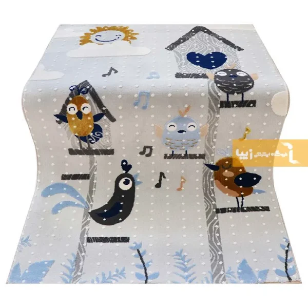 فرش کودک طوسی طرح پرنده10