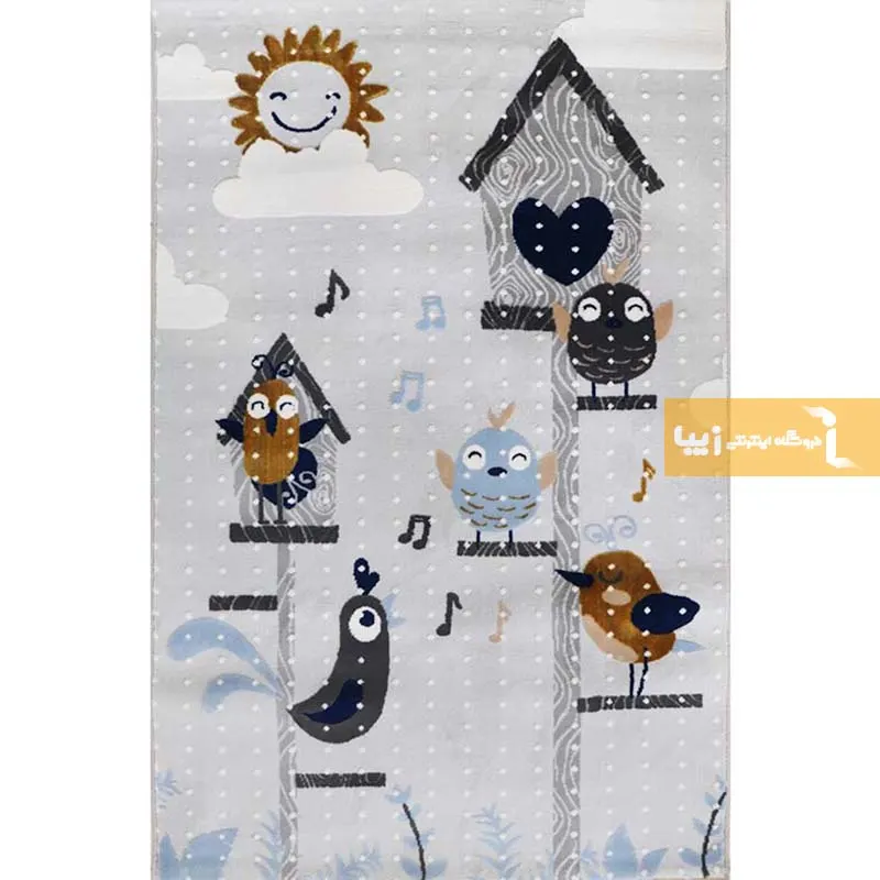 فرش کودک طوسی طرح پرنده8