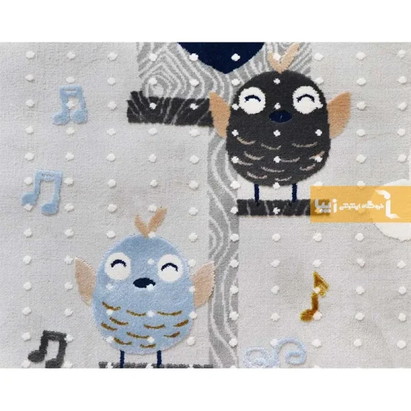 فرش کودک طوسی طرح پرنده7