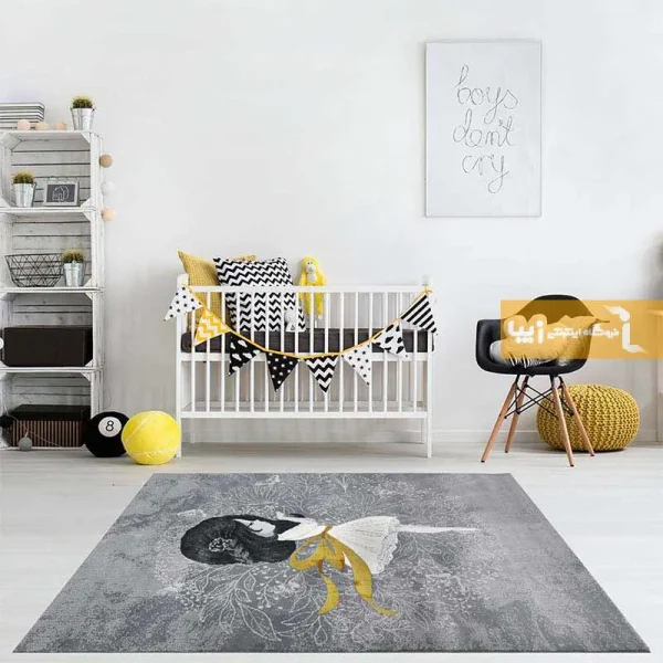 فرش کودک طوسی طرح پری مهربان1