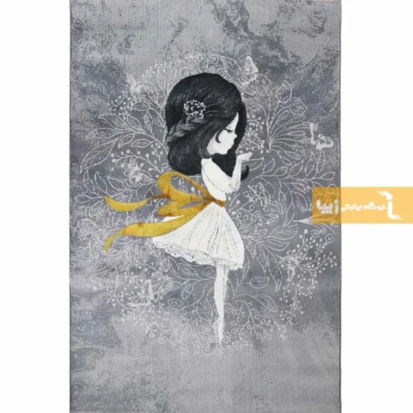 فرش کودک طوسی طرح پری مهربان9