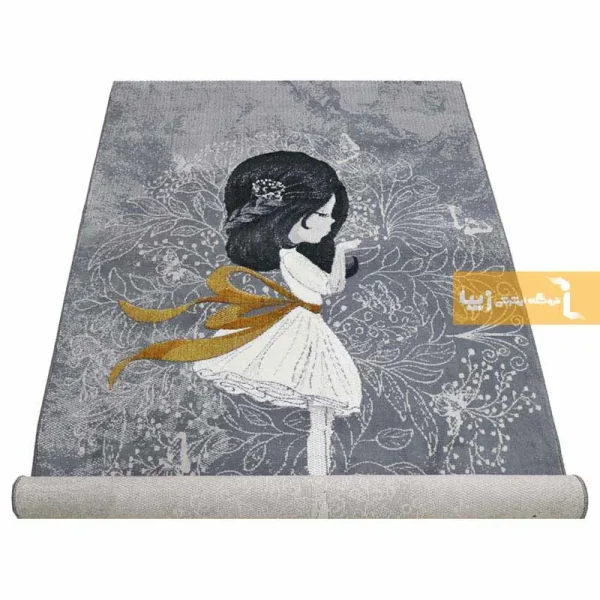 فرش کودک طوسی طرح پری مهربان6