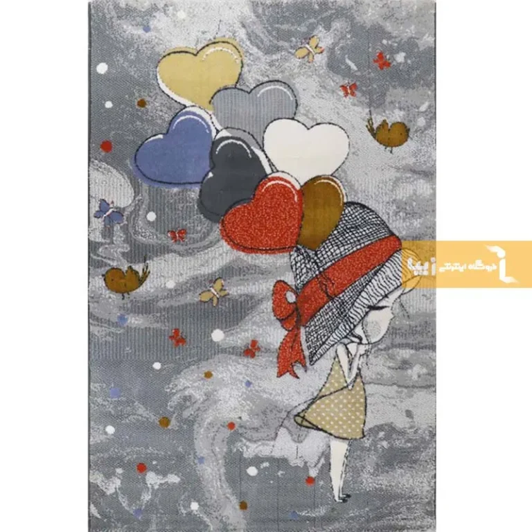 فرش کودک طوسی طرح پرواز7
