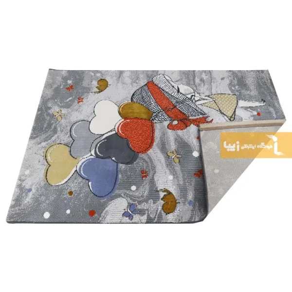 فرش کودک طوسی طرح پرواز9