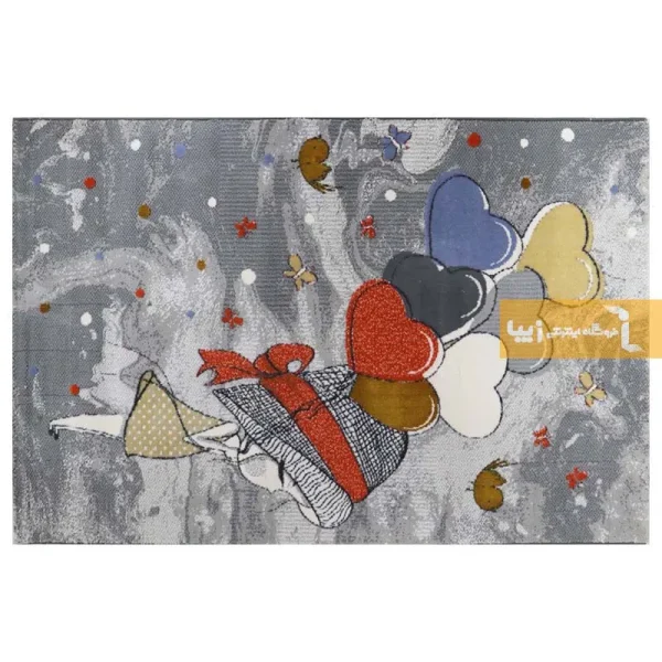 فرش کودک طوسی طرح پرواز8