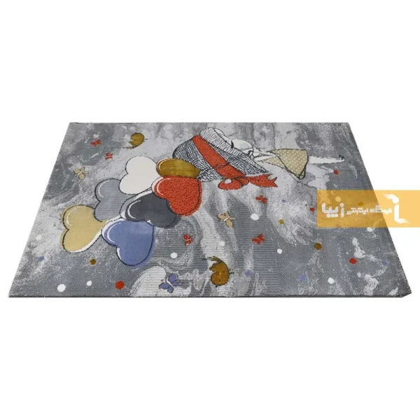 فرش کودک طوسی طرح پرواز4