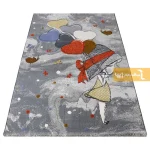 فرش کودک طوسی طرح پرواز2