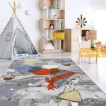 فرش کودک طوسی طرح پرواز1