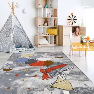 فرش کودک طوسی طرح پرواز1