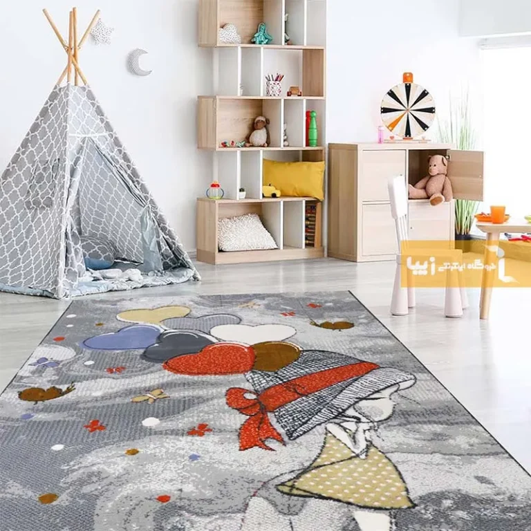 فرش کودک طوسی طرح پرواز1