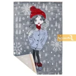 فرش کودک طوسی طرح روز برفی5