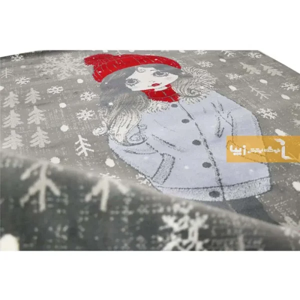 فرش کودک طوسی طرح روز برفی6