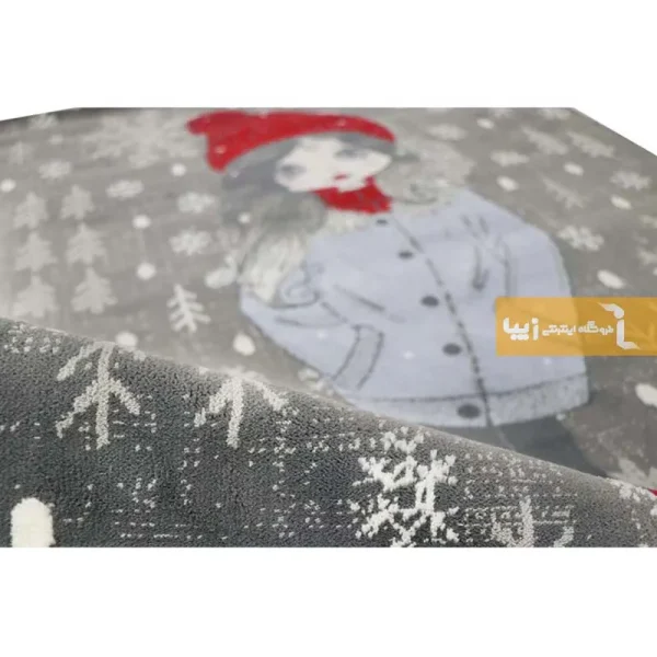 فرش کودک طوسی طرح روز برفی4