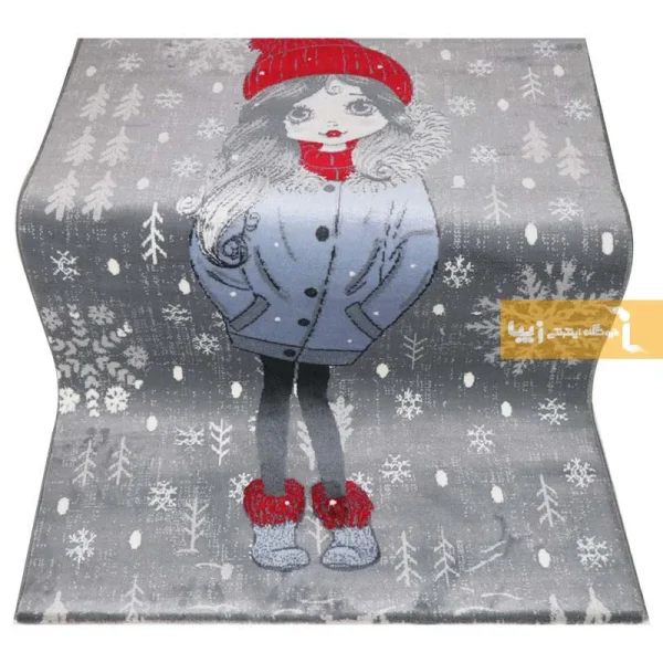 فرش کودک طوسی طرح روز برفی2