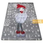 فرش کودک طوسی طرح روز برفی9