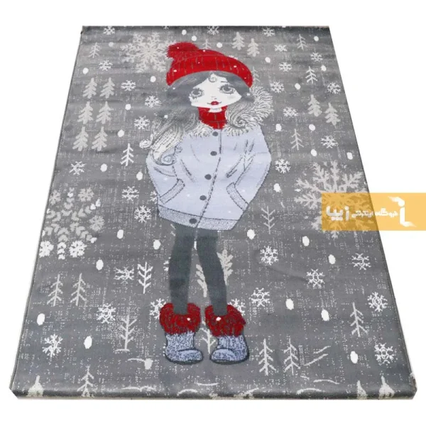 فرش کودک طوسی طرح روز برفی9