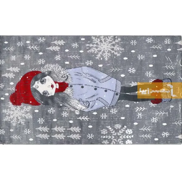 فرش کودک طوسی طرح روز برفی7