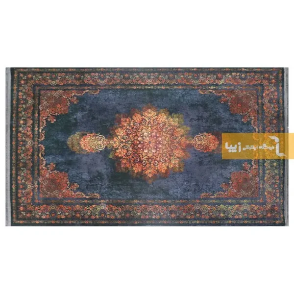 فرش سرمه ای طرح آزوریت3