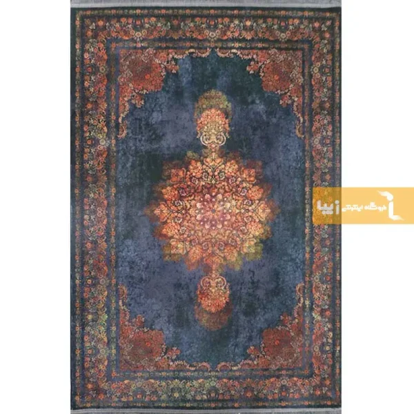 فرش سرمه ای طرح آزوریت9