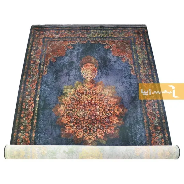 فرش سرمه ای طرح آزوریت4