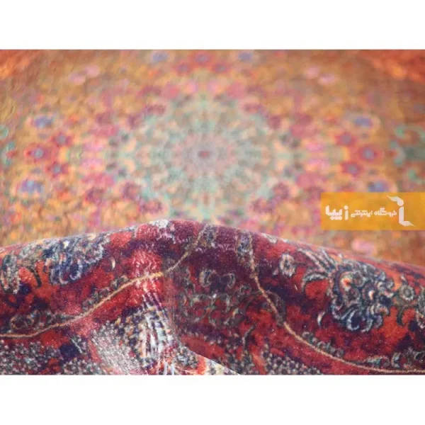 فرش گرد قهوه‌ای طرح عقیق2