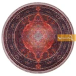 فرش گرد قهوه‌ای طرح عقیق3