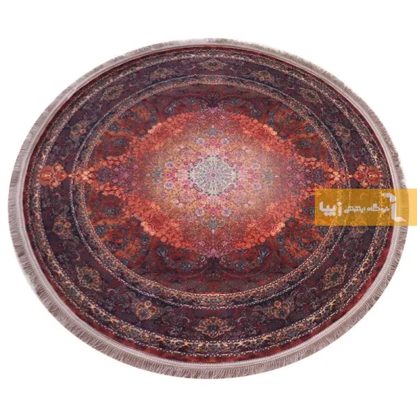 فرش گرد قهوه‌ای طرح عقیق10